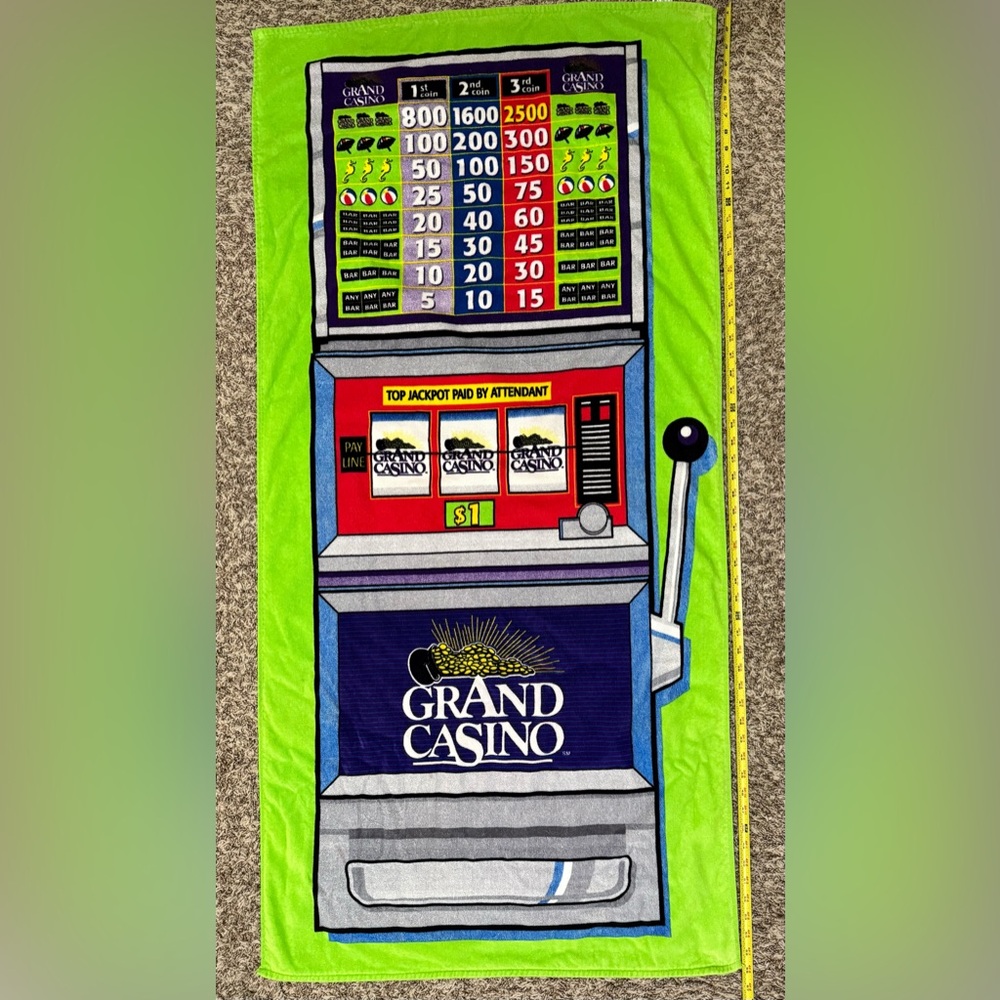 Grand Casino Machine 28” x 56”  green  Beach towel